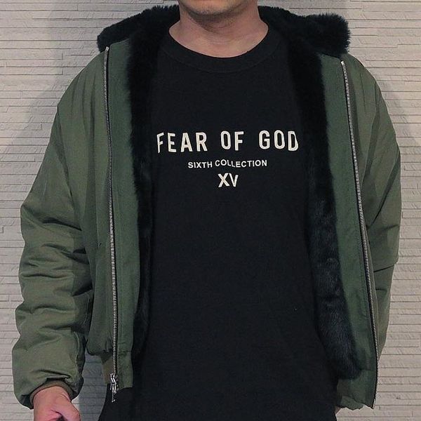 

19ss fear of god fog еа коллеки ђболка мода мђжин женин tee пѬоой ђлинй ке, White;black