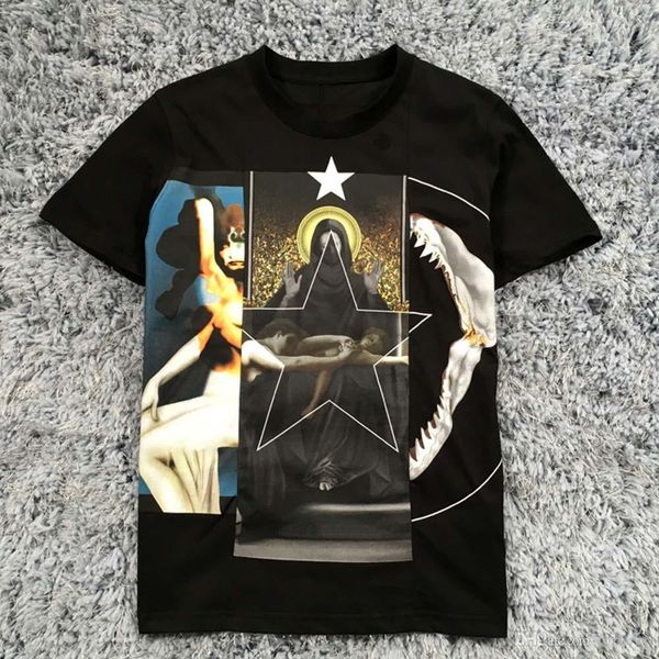 

new men designer t shirt women paris brand clothing tshirt 3d jesus salvation printed t-shirt 100% cotton male tees, White;black