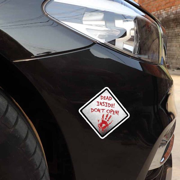 

14cm*14cm bloody dead inside dont open zombie reflective car sticker