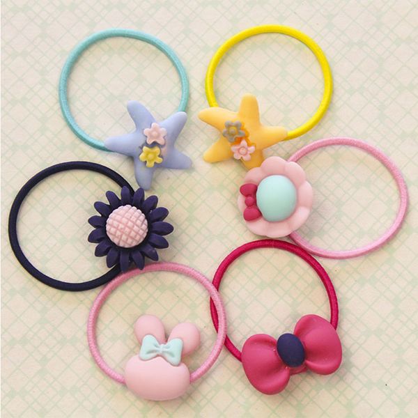 

10pcs network explosion children's hair accessories rubber band head rope cartoon bottoming tie hair band set, Slivery;white
