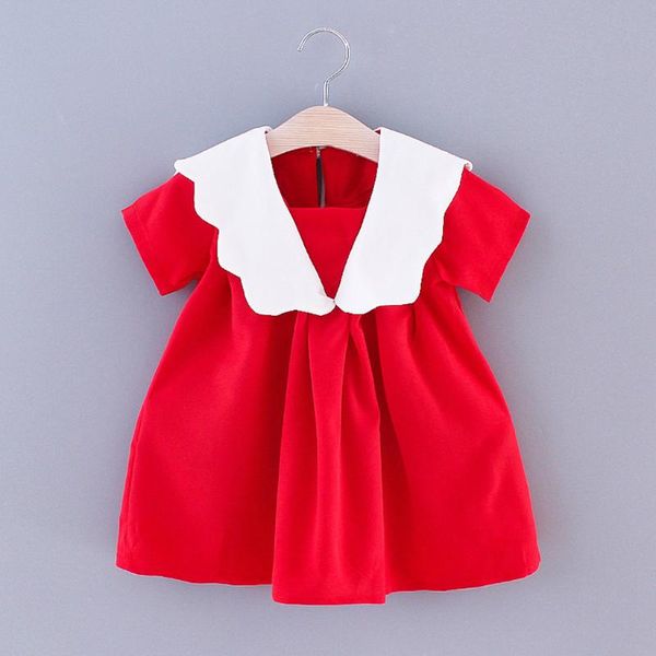 

children clothes girl dress summer toddler baby girls short sleeve solid princess dress clothes for baby girl dresses 2020, Red;yellow