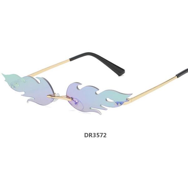 

in stocknew fashion flame sunglasses for men and women with metal rimless street seuropean and american narrow-rimmed glassesdr3772, White;black