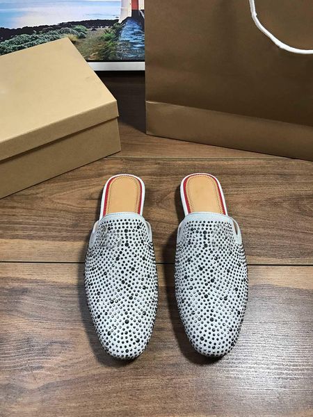 

2019 women's rhinestone low-heel slippers pearl designer work summer women's sandals dress shoes classic trend fashion casual shoe, Black