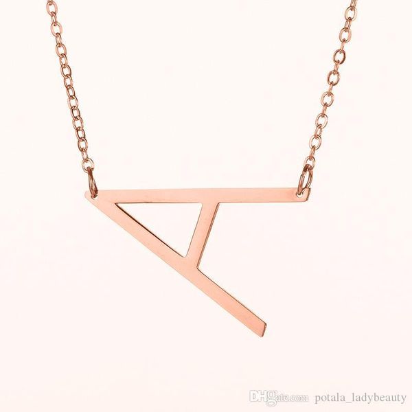 

letter necklace a-z 26 english alphabet initial letters 18k rose gold kolye collier necklace pendant eu us popular high-end jewelry fashion, Silver