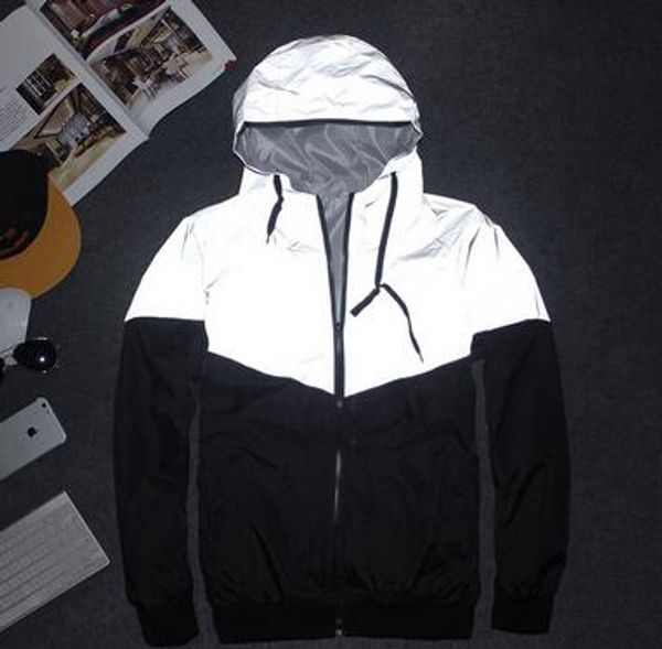 

men jacket autumn patchwork reflective 3m jacket sport hip hop outdoor waterproof windbreaker men coat trend brand