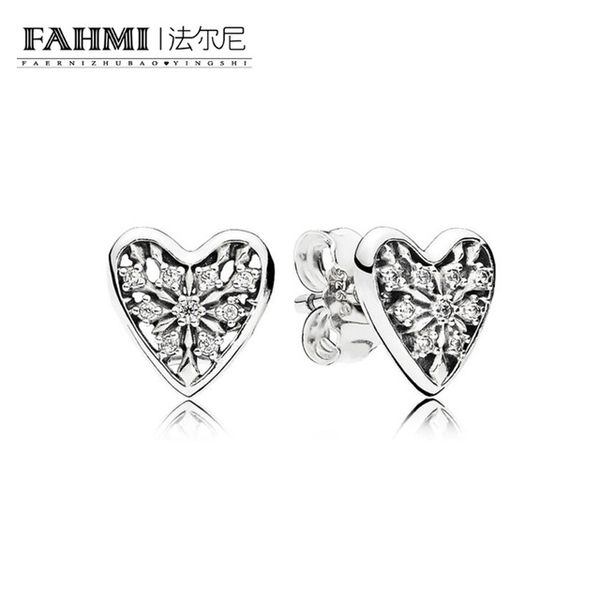 

fahmi 100% стерлингового серебра 1: 1 glamour 296368cz сердца зимы серьги шпильки оригинальные женщины свадебные ювелирные изделия 2018 пода, Golden;silver
