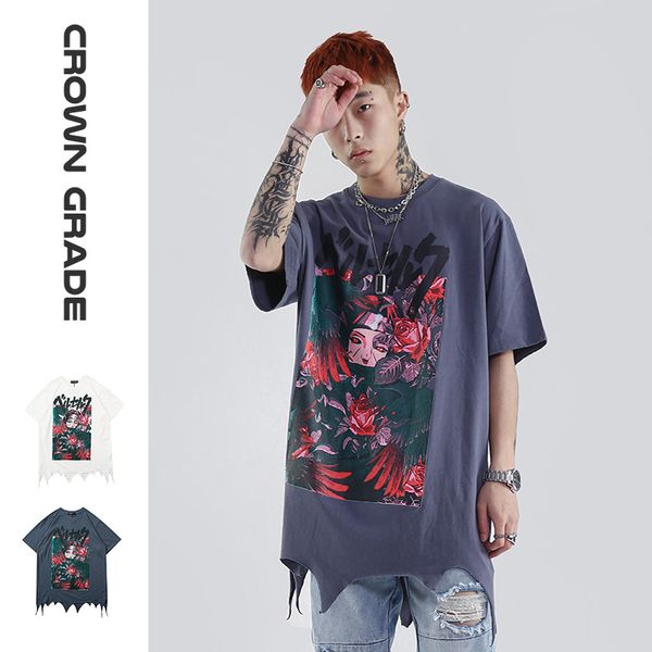 

brand fashion luxury designer men original design crowngrade summer rock hard core weasel printed neutral t-shirt destroy gothic short-sleev, White;black