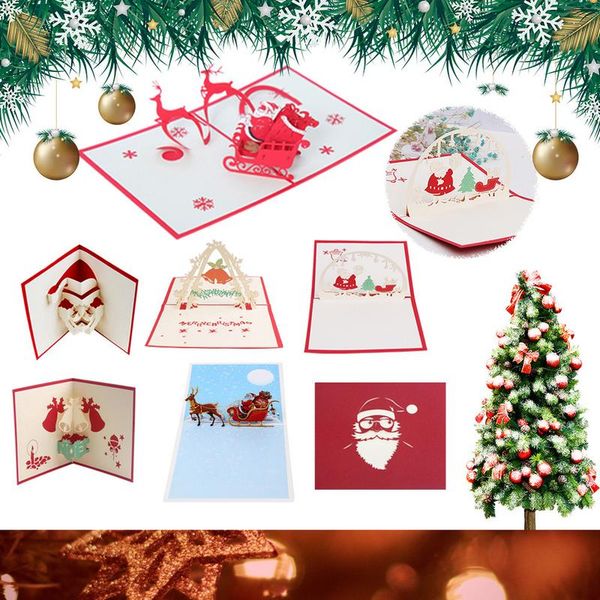 

3d innovative christmas card three-dimensional hollow christmas card paper sculpture handmade greeting home decoration