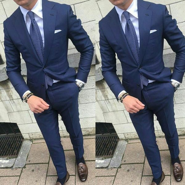 

groom tuxedo men suits for wedding navy blue notched lapel business man blazers jacket costume homme terno masculino 2piece trajes de hombre, Black;gray