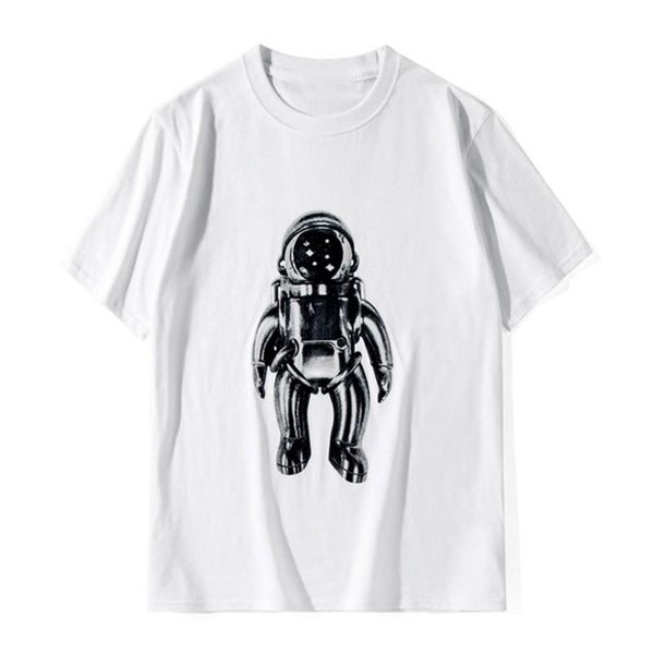 

20ss luxury mens designer t shirt soft cotton short sleeves fashion casual astronaut printing men women tees black white, White;black