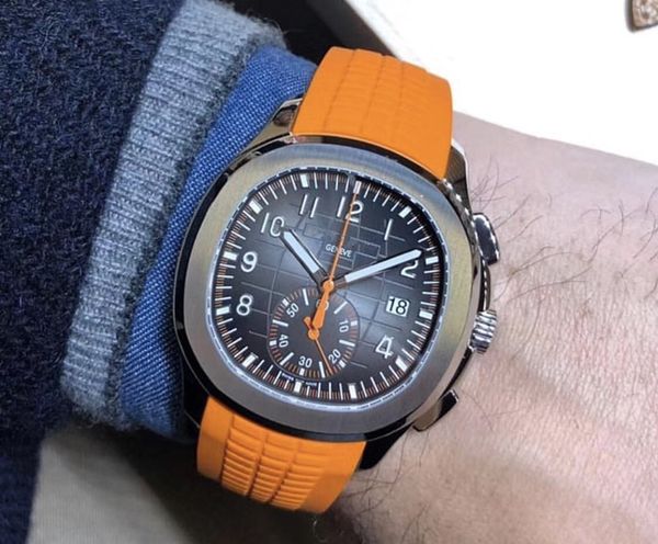 

Factory direct sales luxury watch high quality black dial VK quartz movement wristwatch 40mm Nautilus 5968a-001 rubber strap men's Watch
