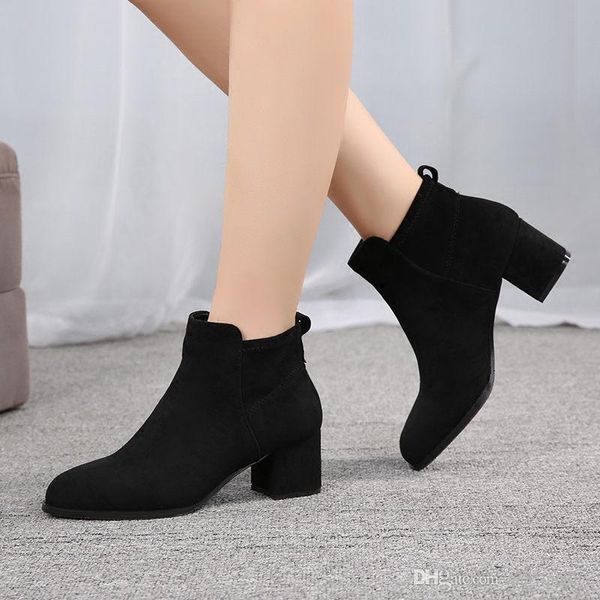 

mens popular boots leather warm beautiful shoes womens ankle boot comfortable shoe, Black