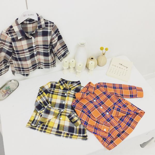 

clothing 2019 autumn clothes boys' cotton plaid long sleeve casual children's shirt children's clothing all-match long sleeve, White;black