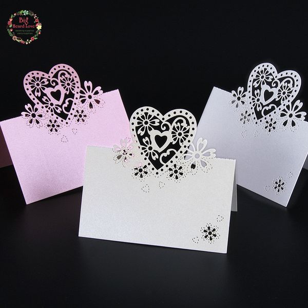 

big heard love 40pcs love heart laser cut wedding party table name place cards table decoration wedding party favors