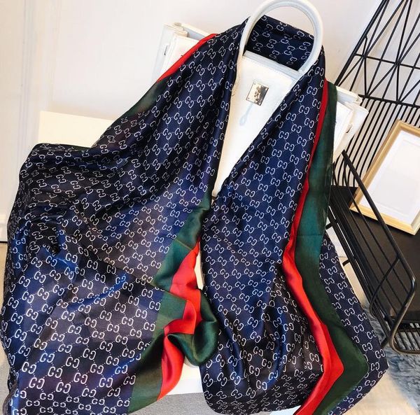 

designers silk scarf pashmina for women italy brands ladies girls spring summer soft heart floral scarves shawls 180x90cm, Blue;gray