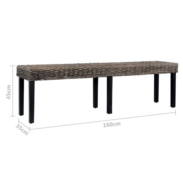 

black 160 cm bench in kubu natural rattan and solid mango garden sets