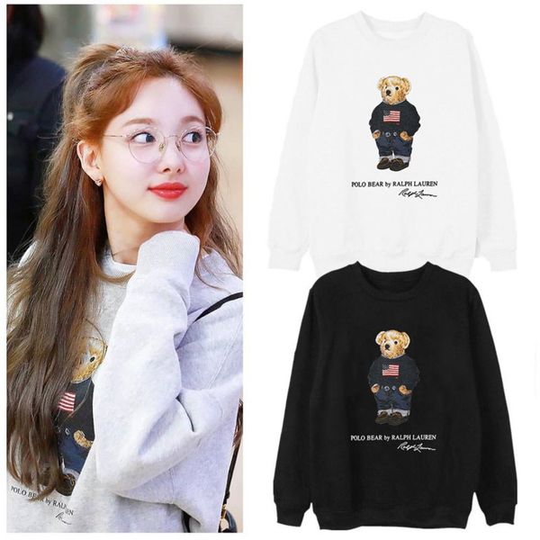 

polo bear polo мужские дизайнерские поло медведь толстовка зима толстый медведь печати толстовки мужчины с длинным рукавом пуловер толстовка, Black
