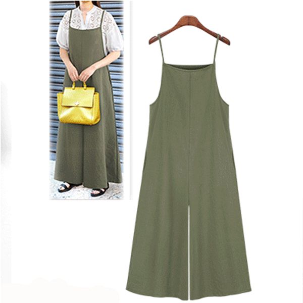 

summer 2020 new plus size xl- 5xl women jumpsuits cotton linen playsuits wide leg pants solid color bodysuits elegant playsuits, Black;white