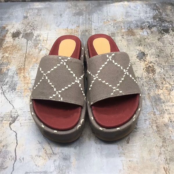 

women canvas leather sandal slides designer shoes cloth lining comfortable fashion platform slipper 6 colors beach san9806923, Black