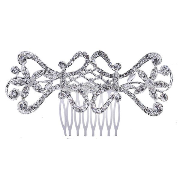 

wedding party 11x6cm hairpins beaded flower leaf headwear of bride crown diamond headwear for bride acting initiation graduation rs-197, Golden;silver