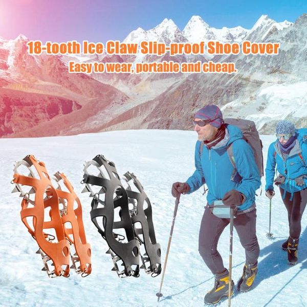 

1 pair portable 18 tooth slipproof ice taper claw easy to wear foldable safety and practicability shoe cover for ice fishing