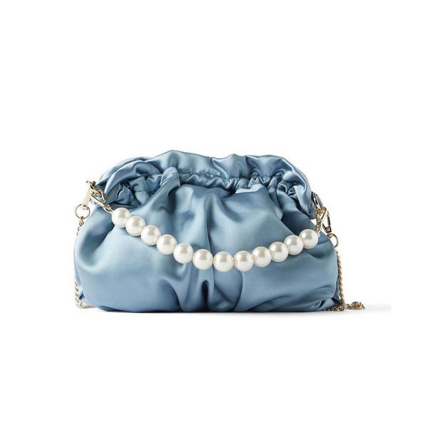 

2020 новых женщин сумки на ремне, ковш hobos pearl crossbody сумка элегантный шелковый цепи tote сумки solid light blue fashion