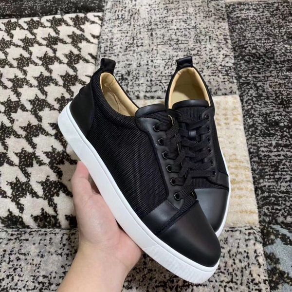 

luxury nylon leather men's casual flat,elegant brand red bottom sneakers shoes,perfect lover women casual walking eu35-47, Black