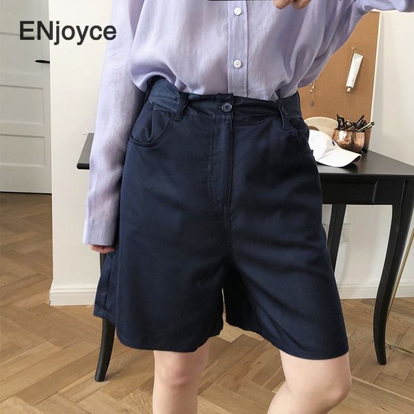 

spring summer korean designed women boyfriend style loose rayon silk jeans shorts wide-leg high waist female suit short, White;black