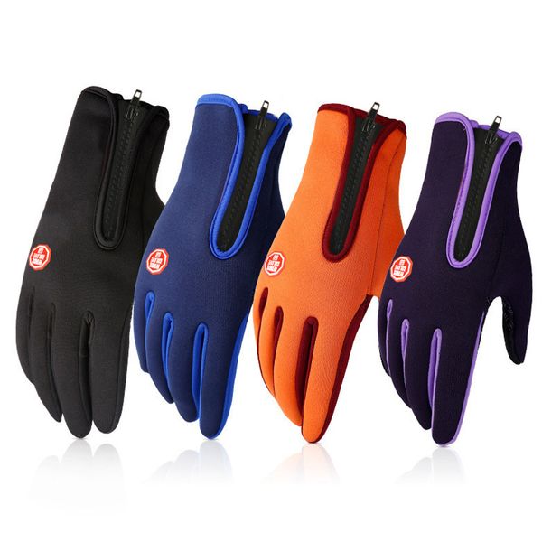 

new fleece lined waterproof gloves touching screen windproof gloves for sports men women windproof waterproof snow, Black