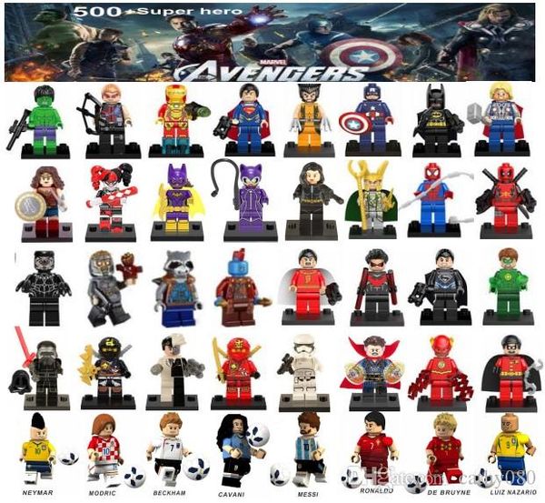 

minifigures super heroes avengers ironman deadpool logan superman batman world cup messi neymar ronaldo mini figures building blocks