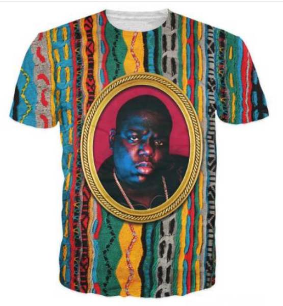 

new fashion men / women notorious b.i.g. funny 3d t-shirt casual short-sleeve t-shirt summer zc094, White;black