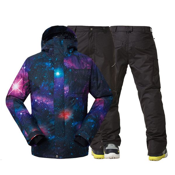 

black men snow jackets and ski pants outdoor sports snowboarding costume 10k waterproof windproof skiing clothing snow suit sets