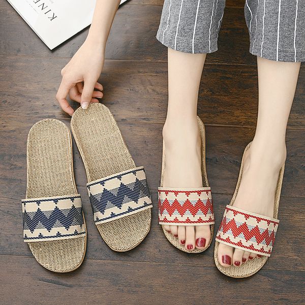 

женщины мужчина льняного белье тапочки нескользящей крытая главная обувь open toe сандалия дама плоская слайды бич вьетнамка семейной обувь, Black
