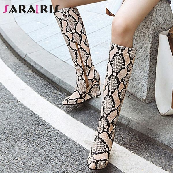 

sarairis fashion female office casual slip on boots printing boots women pointed toe wedges shoes woman, Black