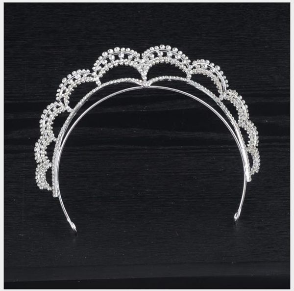 

bride crown hair hoop alloy electroplated diamond pearl jewelry female crown headwear accessories, Slivery;golden