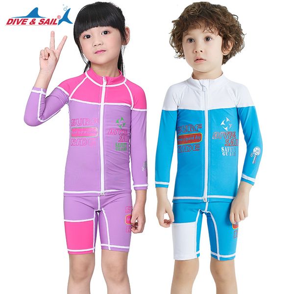 

children's diving skin split long sleeve shorts pants two-piece body suits upf50+ sun protection rash guards