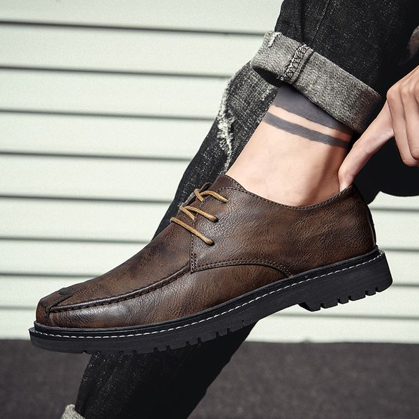 

38-47 mens formal shoes comfortable business stylish gentleman's formal shoes men leather casual flats for yang man %81717, Black