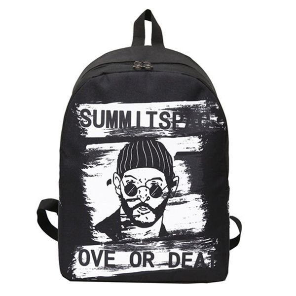 

new fashion black backpack character printing men backpack women large schoolbag bookbag casual backpacks 16inch travel bag