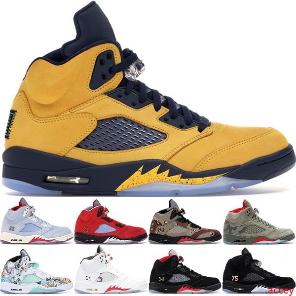 

5 5s wings international flight mens basketball shoes olympic gold medal red blue suede og metallic black men sports sneakers designer 40-47