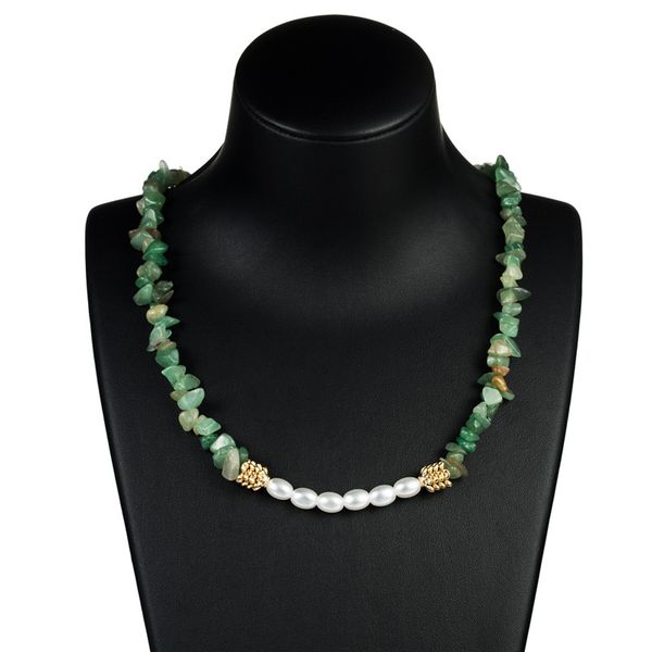 

2019 fashion necklace european exaggerated fashion hip hop natural stone imitation pearl women's wild necklace bohemian, Silver