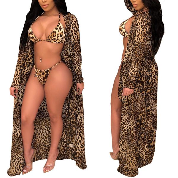 

ishowtienda bikinis 2019 women's push up swimming suit leopard printing long sleeves smock bikini suit swimsuit#m2, White;black