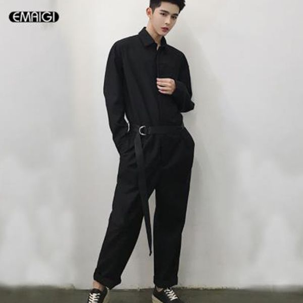 

couple clothes men women streetwear hip hop casual pants overalls male long sleeve cargo trousers black jumpsuits