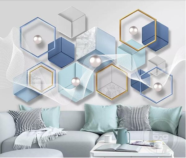 

3d room wallpaper custom p non-woven mural 3d geometric mosaic marble modern minimalist tv background wall wallpaper for walls 3 d