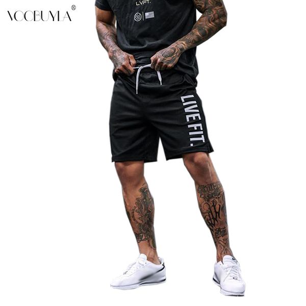 

voobuyla running shorts men training marathon quick dry fitness gym printing sport shorts plus size 3xl running jogger, Black;blue