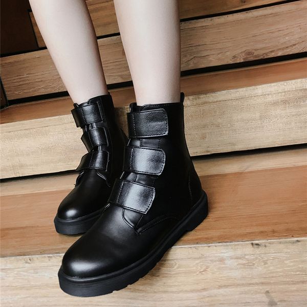 

new arrival autumn winter occident ride ankle boots for women hook loop buckle black silver low heel sport womens shoes