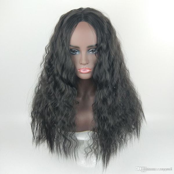 

europe and the united states african fashion corn chemical fiber ladies wig wig long curly hair, Black