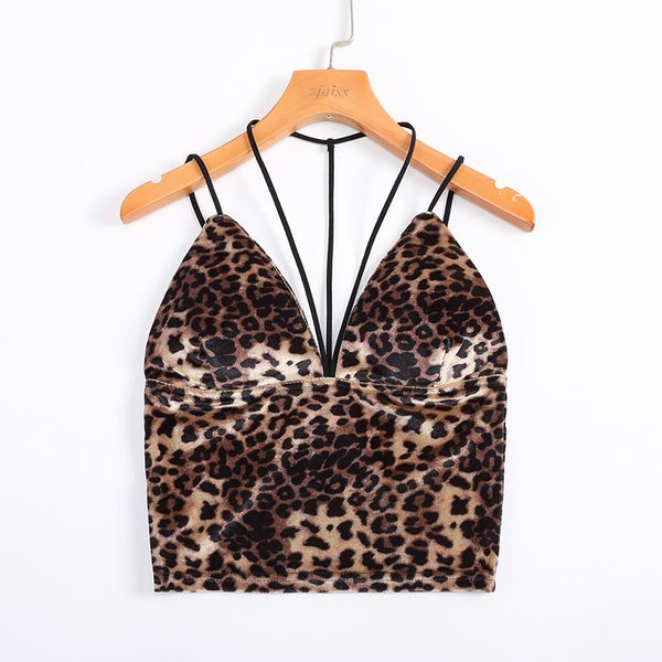 

leopard print women cut out bra bustier crop bralette strappy crochet cropped bandage halter tank 2019 camisole, White