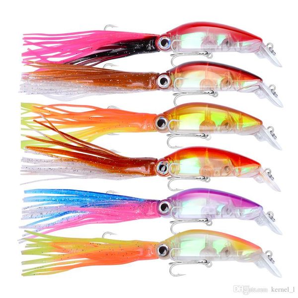 

mixed 6 color 12cm 20g squid hard baits & lures 1 0# hook fishing hooks fishhooks artificial plastic bait pesca accessories