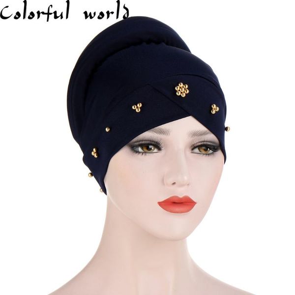 

2020 muslim turban scarf for women islamic inner hijab caps arab wrap head scarves femme mujer beaded sponge sleeve cap toque, Blue;gray