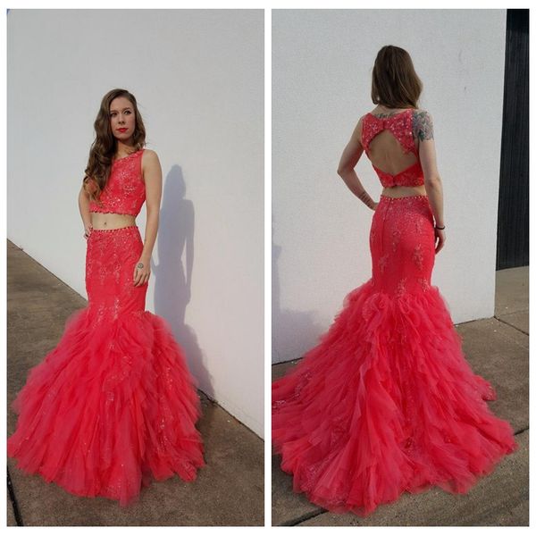 

2019 sheer scoop шеи длинные рукавов две части русалка пром платья кружева аппликации тонкий бисером блестки vestidos де вечерние платья, Black